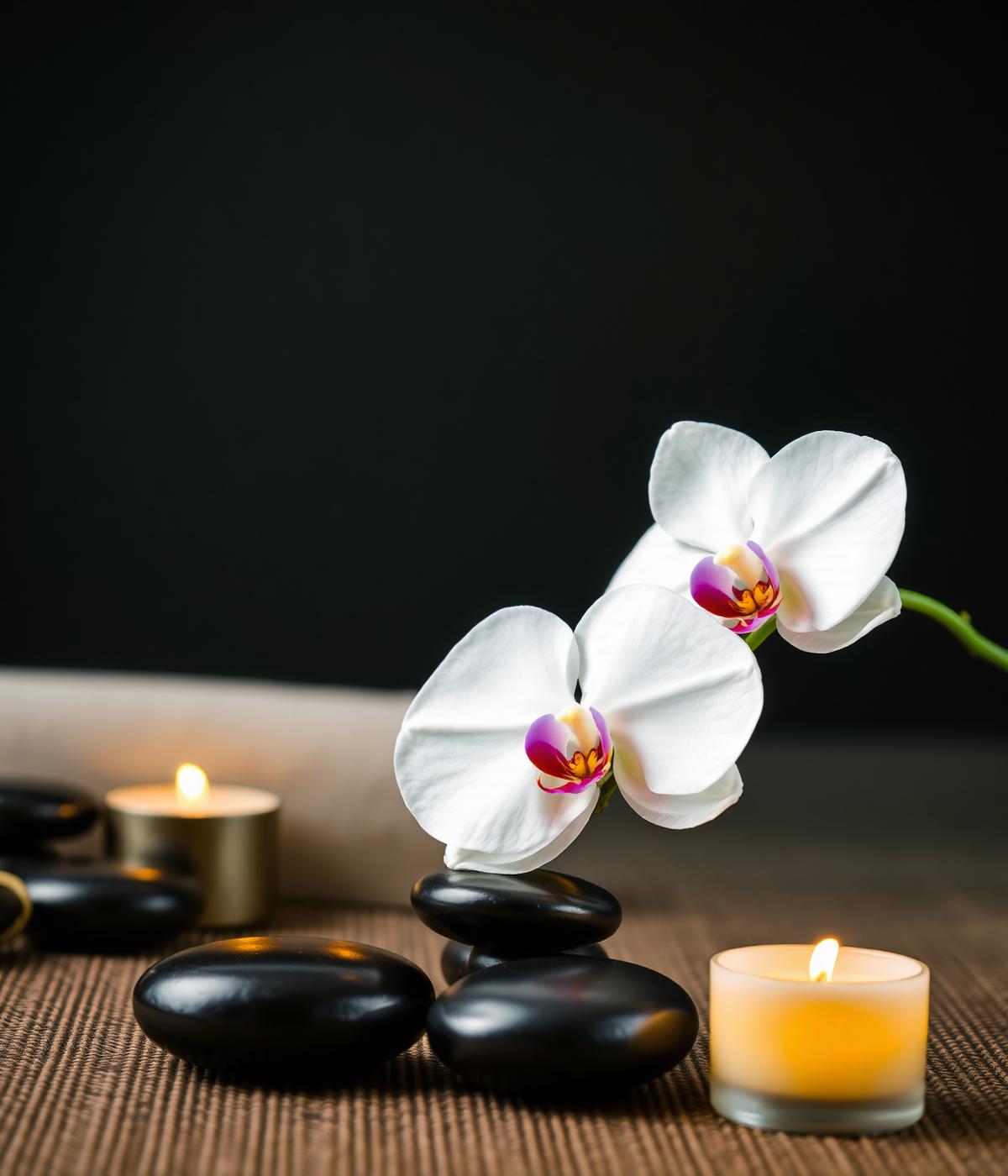 Relaxation stones and orchid